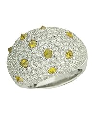 18k White Gold with Yellow Diamond Stone Ring