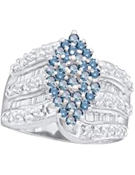 1.00CTW BLUE DIAMOND CLUSTER RING