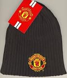 Manchester United F.C. Official Crested Ribbed Knit Hat Black