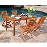 VIFAH V98SET3 Outdoor Wood 5 Piece Dining Set, Natural Wood Finish, 59 by 31.5 by 29 Inch 51j03dOnBLL. SL160 VIFAH V98SET3 Outdoor Wood 5 Piece Dining Set, Natural Wood Finish, 59 by 31.5 by 29 Inch