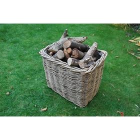 Robust, Hesian Lined, Rectangular Log Basket, Steamed Ash