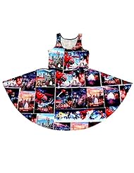 Polyester/Spandex Scoop Neck Pleated Stretchy 2015 Skater Dress 