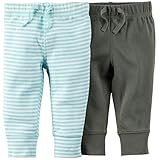 カーターズ（Carter's）男の子用カーキx水色ボーダーボディースーツにピッタリなコーデパンツ2枚セット 出産祝い ベビーパンツ ボトムス (24mon... [並行輸入品]