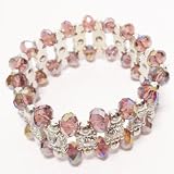 Vintage Beaded Diamond Pattern Bracelets Pink /FC-B2002