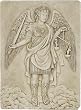 Archangel Michael Holding Scales Wall Relief, Stone
