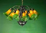 Meyda Tiffany 15997 12-Light Hanging Lily, Mahogany Bronze Finish with Amber/Green