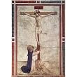 Fra Angelico (Fresco cycle in the Dominican convent of San Marco in Florence scene: St. Dominic at the Cross of Christ) - 11x17