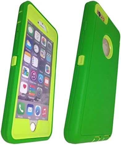 iphone 6 case, Lucky On iPhone 6 / 6s 4.7in Durable Dual Layer Protective Hybrid Armor Heavy Duty Shockproof Shell Case - built-in Transparent Screen Protector (Green &amp; Green)