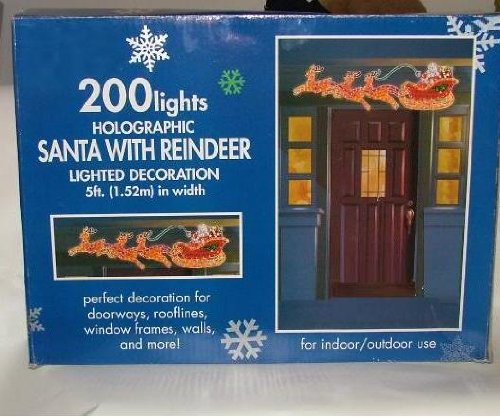 HUGE 5 FEET SANTA AND 3 REINDEERS CHRISTMAS DECORATION