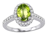 1.70 cts Genuine Peridot and Diamond Ring - 14kt White or Yellow Gold FREE GIFT BAG!