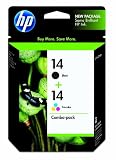 Original HP 14 Ink Cartridges Combo-Pack (Black & Tri-color) in Retail Packaging