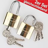 Vorh�ngeschloss 2er Set 32mm gleichschlie�end 6Schl�ssel Sicherheitsschloss