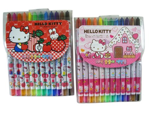 Sanrio Hello Kitty Crayon Set - Hello Kitty Crayon Stick Stationary Supplies Pack (12 Crayons)