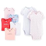 カーターズ（Carter's)2015年春夏最新作,女の子用Happyスウィートガール半袖ボディースーツワンウィーク7枚セットト 出産祝い,ロンパース,肌着,綿下着,ボディスーツ,ボディシャツ,コンビ