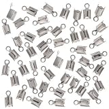 Silver Plated Foldover 3mm Cord Ends For Leather (X50)