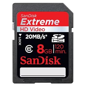 Sandisk 8GB EXTREME SDHC HD Video Card Class 6 - 20MB/s (SDSDRX3-8192) [Hassle-Free Packaging]
