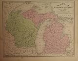 Antique Map of Michigan and Wisconsin, 1854