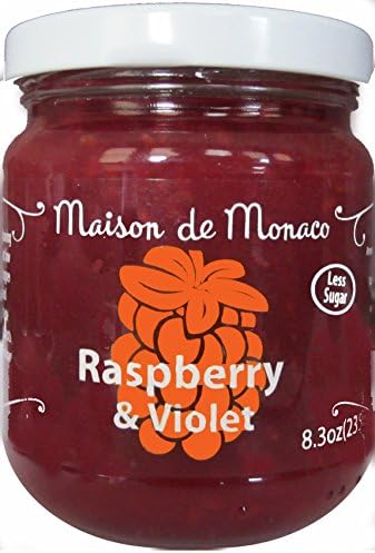 Jam Preserves - Made with Real Fruit &amp; Cane Sugar - HAS 50% LESS SUGAR!! (Raspberry &amp; Violet, 1 pack)