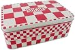 Sucre sugar red check traditional metal sugar canister storage box traditional French style