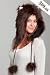 Faux FUR ANIMAL HATS HOODS BROWN KITTY CAT ski EARS WITH POMS UNISEX GLOVES WARM WINTER