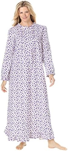 Only Necessities Women's Long Cotton Flannel Print Gown
