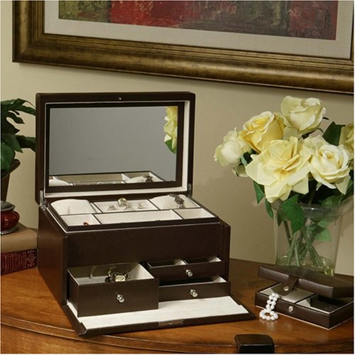 Red Star AIMEE Genuine Leather Jewelry Box Brown