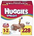 Huggies  Snug & Dry High Count Diapers, Size 1/2, 228 Diapers