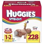 Huggies Snug & Dry High Count Diapers, Size 1/2, 228 Diapers $39.99