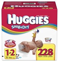 Huggies  Snug & Dry High Count Diapers, Size 1/2, 228 Diapers