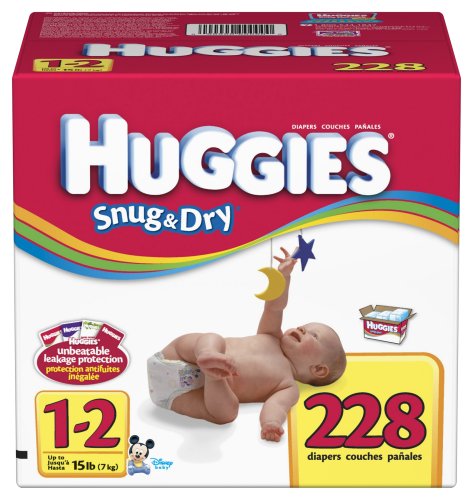 Huggies Snug & Dry Diapers, Size 1-2, 228 Count