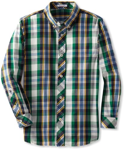Kitestrings Boys 820 Big Boy Plaid Button Front Shirt, Navy Plaid, 8 Picture