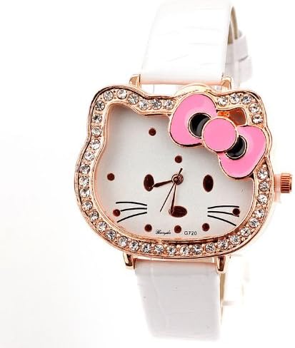 Relogio feminino Fashion Rhinestone Quartz Watch Women Hello Kitty Cartoon Watches PU Leather Straps Girls Reloj mujer Orologio