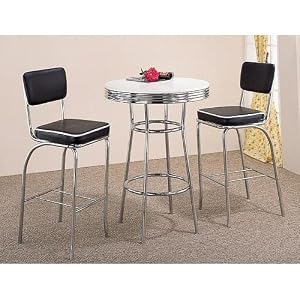 3 Piece 50s Bar Table Set by Coaster