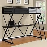 Ameriwood X-Shaped Twin Metal Loft Bunk Bed in Black