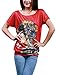 Allegra K Women's Short Sleeve Portrait Pattern Tunic Top Bright Red XL