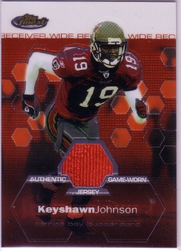2003 Finest 117 Keyshawn Johnson Tampa Bay Buccaneers (Piece of Authentic Game Worn Jersey - Football Cards)