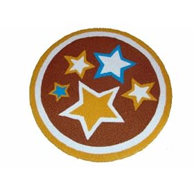 Large Handmade Childrens Circular Star Rug - Superb Quality