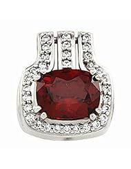 14K White Gold Antique Cushion Cut Mozambique Garnet and Diamond Pendant -- LIFETIME WARRANTY