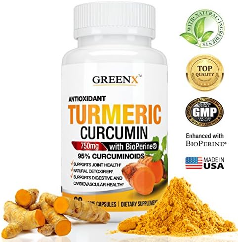 Turmeric Curcumin 750 mg - With BioPerine - 95% Standardized Curcuminoids - Made In USA - 60 Veggie Capsules