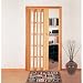 Boyd - Full Glass Folding Screen for Doorway or Ceiling Mount Size-Color - 37-48 inch Wide - Fruitwood