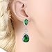 EVER FAITH Cubic Zirconia May Birthstone Tear Drop Wedding Prom Dangle Earrings Green Silver-Tone