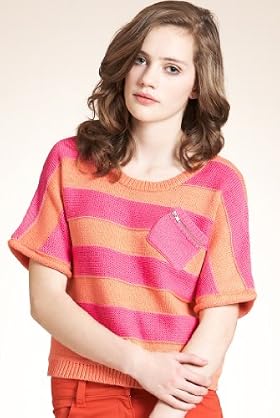 Girls' Limited Scoop Neck Stripe Zip Jumper
