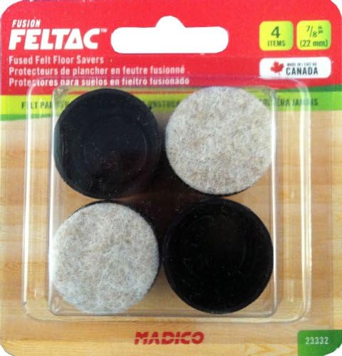 Madico 7/8" Black Fused Felt Plastic Leg Tips Floor Savers