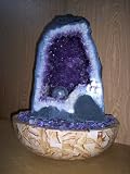 Aqua Amethyst Geode Fountain With Light And Crystal Sphere.