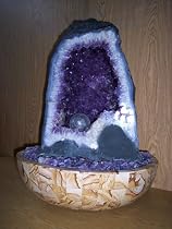 Aqua Amethyst Geode Fountain With Light And Crystal Sphere.
