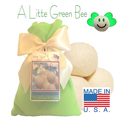 Three Eco-friendly 100% Wool Dryer Ball Gift Set -Handmade in USA- Premium Wool from American Farms, Soft, X-large, Natural and Unscented, Small Family Set of 3