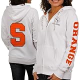 NCAA Syracuse Orange Ladies White Glitz & Glamour Full Zip Hoodie Sweatshirt