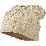 Deep Crown Distressed Reversible Beanie - Beige