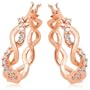 10k Rose Gold Diamond Twist Hoop Earrings (1/4 cttw, I-J Color, I3 Clarity)