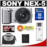 Sony Alpha NEX-5 Digital Camera Body & E 16mm f/2.8 Compact Interchangeable Lens (Silver) with 8GB Card + Battery + Case + Accessory Kit